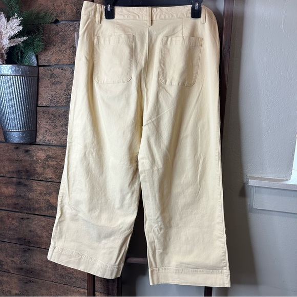 Gap High Rise Wide Leg Cropped Button Fly Yellow Pant Size 14 Petite NWT - Picture 6 of 13